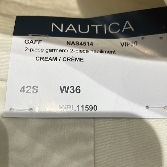 Nautica Modern Fit Stretch Cotton Cream 2 Piece Suit - NWT - Picture 7 of 9